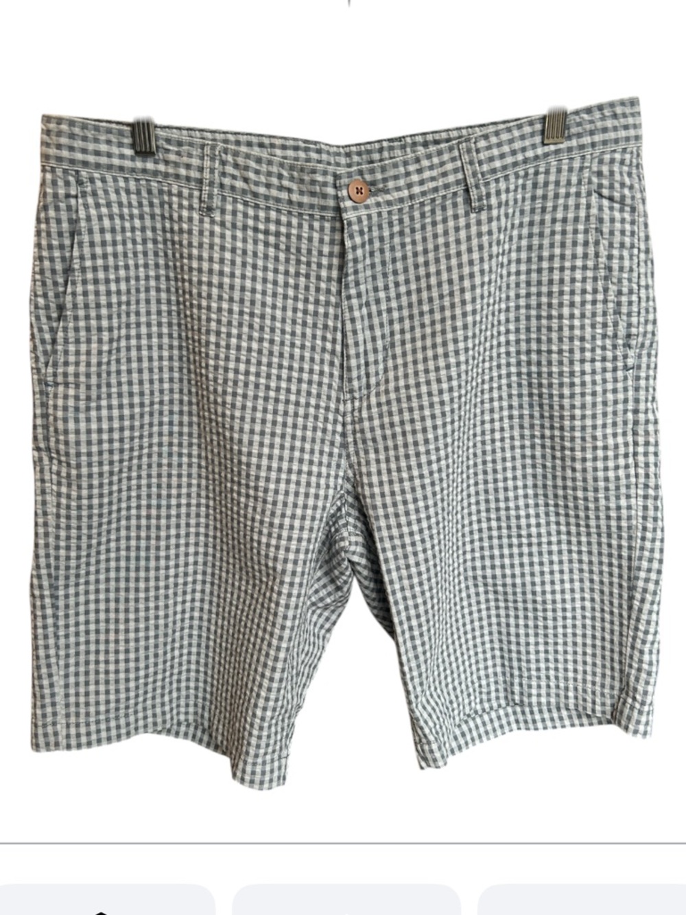 Tommy Bahama Seersucker Plaid Shorts Gray Cotton Men’s Size 36